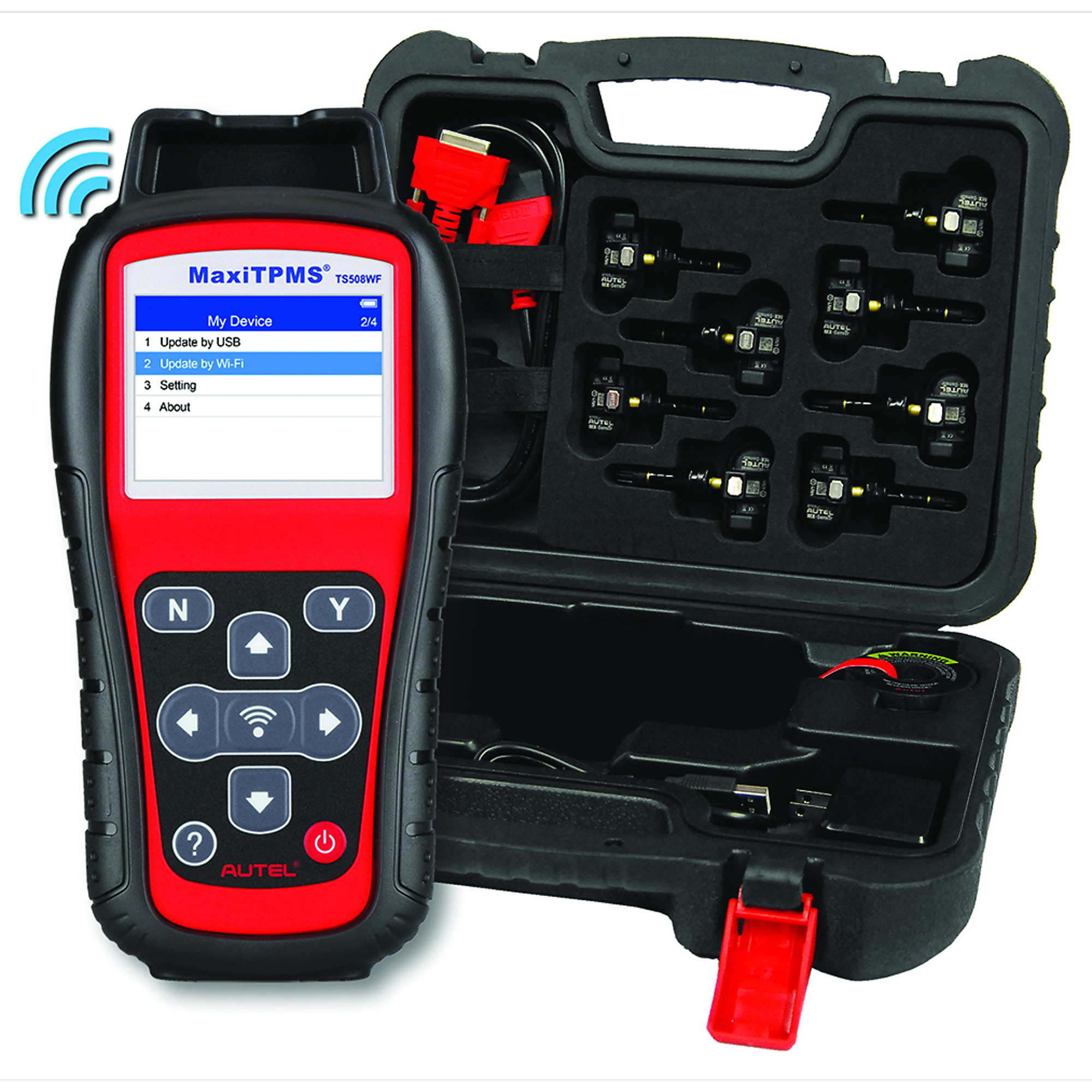 Autel TS508WFK-1 TPMS Tool Kit — Includes TS508WF Tool, 8 Programmable 1-Sensors, Model# 700020